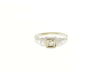 Load image into Gallery viewer, 14K Art Deco Diamond Squared Design Baby Child&#39;s Ring Size 0.75 White Gold