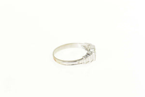14K Art Deco Diamond Squared Design Baby Child's Ring Size 0.75 White Gold