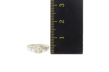 Load image into Gallery viewer, 14K Art Deco Diamond Squared Design Baby Child&#39;s Ring Size 0.75 White Gold