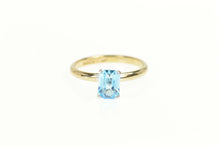 Load image into Gallery viewer, Gold Plated Sim. Emerald Cut Blue Topaz Solitaire Ring Size 4.5