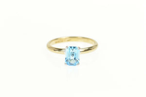 Gold Plated Sim. Emerald Cut Blue Topaz Solitaire Ring Size 4.5