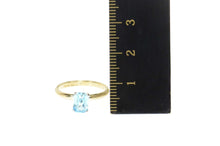 Load image into Gallery viewer, Gold Plated Sim. Emerald Cut Blue Topaz Solitaire Ring Size 4.5