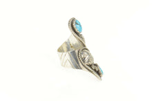 Load image into Gallery viewer, Sterling Silver Native American Turquoise Leaf Bypass Navajo Ring Size 6.25