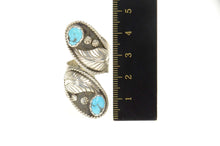 Load image into Gallery viewer, Sterling Silver Native American Turquoise Leaf Bypass Navajo Ring Size 6.25