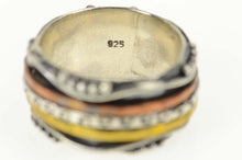 Load image into Gallery viewer, Sterling Silver Tritoned Hammered Pattern Spinner Band Ring Size 7.75