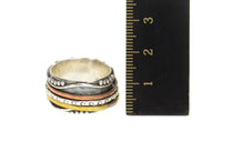 Load image into Gallery viewer, Sterling Silver Tritoned Hammered Pattern Spinner Band Ring Size 7.75
