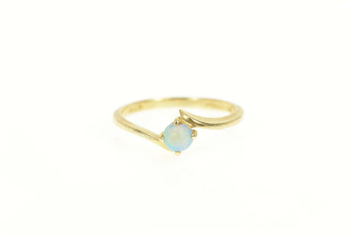 14K Round Natural Opal Retro Bypass Ring Size 5 Yellow Gold