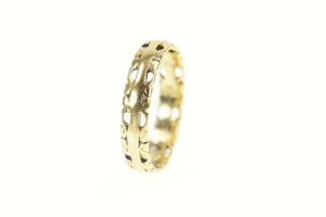 14K 1940's Ornate Scroll Pattern Wedding Band Ring Size 5.5 Yellow Gold