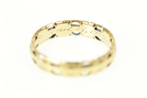 14K 1940's Ornate Scroll Pattern Wedding Band Ring Size 5.5 Yellow Gold