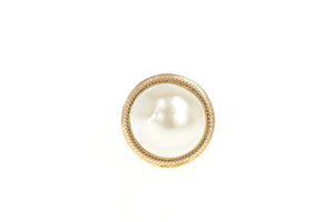14K 19.8mm Mabe Pearl Retro Ornate Cocktail Ring Size 8 Yellow Gold
