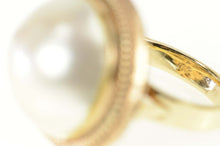 Load image into Gallery viewer, 14K 19.8mm Mabe Pearl Retro Ornate Cocktail Ring Size 8 Yellow Gold