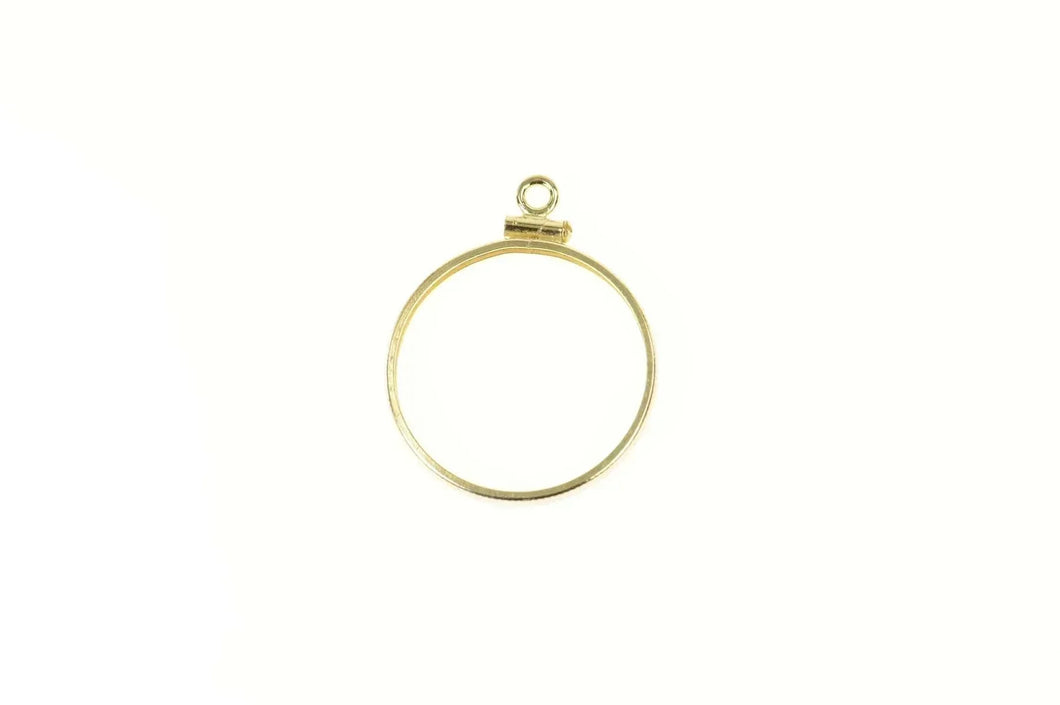 14K 10 Peso Mexican Coin Holder Grooved Bezel Charm/Pendant Yellow Gold