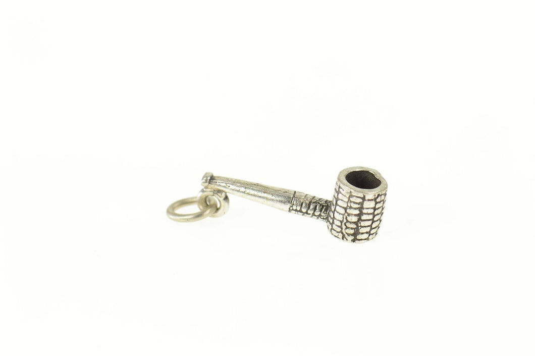 Sterling Silver 3D Corn Cob Tobacco Pipe Smoking Charm/Pendant