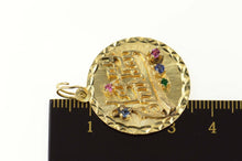 Load image into Gallery viewer, 14K Retro Happy Birthday Syn. Ruby Sapphire Ruby Charm/Pendant Yellow Gold