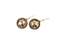 Load image into Gallery viewer, 14K 1940&#39;s Sim. Emerald Seed Pearl Flower Dangle Earrings Yellow Gold