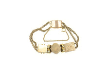 Load image into Gallery viewer, 14K Victorian Turquoise Etched Slide Charm Bracelet 6&quot; Yellow Gold