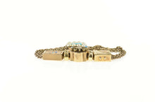 Load image into Gallery viewer, 14K Victorian Turquoise Etched Slide Charm Bracelet 6&quot; Yellow Gold