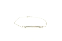 Load image into Gallery viewer, 14K Diamond Inset Curved Bar Jen Name Chain Bracelet 7&quot; White Gold