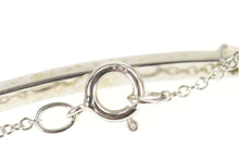 Load image into Gallery viewer, 14K Diamond Inset Curved Bar Jen Name Chain Bracelet 7&quot; White Gold