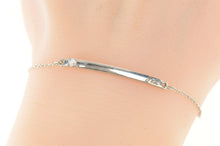 Load image into Gallery viewer, 14K Diamond Inset Curved Bar Jen Name Chain Bracelet 7&quot; White Gold