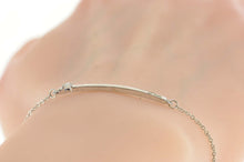 Load image into Gallery viewer, 14K Diamond Inset Curved Bar Jen Name Chain Bracelet 7&quot; White Gold