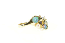 Load image into Gallery viewer, 14K Natural Opal Diamond Accent Pearl Cluster Ring Size 8.75 Yellow Gold
