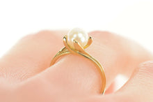 Load image into Gallery viewer, 10K Classic Simple 6.5mm Pearl Engagement Bypass Ring Size 6.5 Yellow Gold