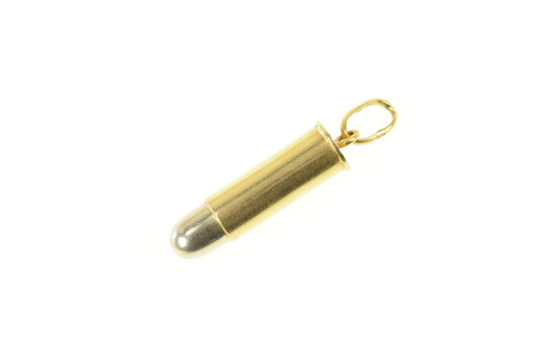 14K 3D Ornate Bullet Two Tone Charm/Pendant Yellow Gold