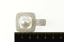 Load image into Gallery viewer, 14K 2.70 Pave Diamond Pearl Square Statement Pendant White Gold