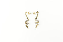 Load image into Gallery viewer, 10K Diamond Twist Drop Spiral Dangle Earrings Yellow Gold