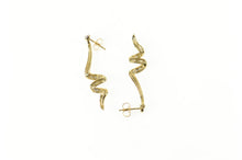 Load image into Gallery viewer, 10K Diamond Twist Drop Spiral Dangle Earrings Yellow Gold