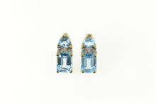 Load image into Gallery viewer, 10K Emerald Cut Blue Topaz Diamond Accent Stud Earrings Yellow Gold