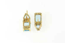 Load image into Gallery viewer, 10K Emerald Cut Blue Topaz Diamond Accent Stud Earrings Yellow Gold