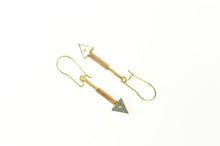 Load image into Gallery viewer, 14K Two Tone Diamond Arrow Ornate Dangle Earrings Yellow Gold