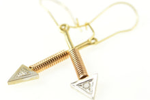 Load image into Gallery viewer, 14K Two Tone Diamond Arrow Ornate Dangle Earrings Yellow Gold