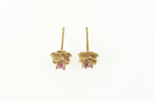 Load image into Gallery viewer, 14K Natural Ruby Rose Flower 3D Floral Stud Earrings Yellow Gold