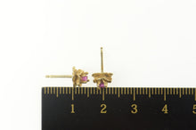 Load image into Gallery viewer, 14K Natural Ruby Rose Flower 3D Floral Stud Earrings Yellow Gold