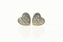 Load image into Gallery viewer, 10K Pave Diamond Heart Love Symbol Stud Earrings Yellow Gold