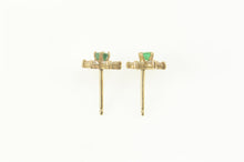 Load image into Gallery viewer, 14K Round Emerald Diamond Halo Flower Stud Earrings Yellow Gold