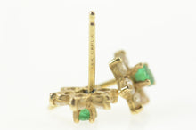 Load image into Gallery viewer, 14K Round Emerald Diamond Halo Flower Stud Earrings Yellow Gold