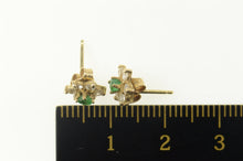 Load image into Gallery viewer, 14K Round Emerald Diamond Halo Flower Stud Earrings Yellow Gold