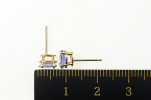 14K Oval Tanzanite Solitaire Classic Simple Stud Earrings Yellow Gold