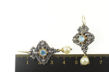 Load image into Gallery viewer, Sterling Silver Konstantino Designer Blue Topaz Pearl Dangle Earrings