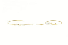 Load image into Gallery viewer, 14K Pearl Modernist Branch Curved Bar Dangle Earrings Yellow Gold