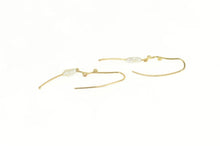 Load image into Gallery viewer, 14K Pearl Modernist Branch Curved Bar Dangle Earrings Yellow Gold