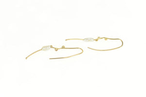 14K Pearl Modernist Branch Curved Bar Dangle Earrings Yellow Gold