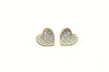 Load image into Gallery viewer, 10K Pave Diamond Heart Love Symbol Stud Earrings Yellow Gold