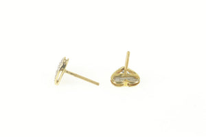 10K Pave Diamond Heart Love Symbol Stud Earrings Yellow Gold