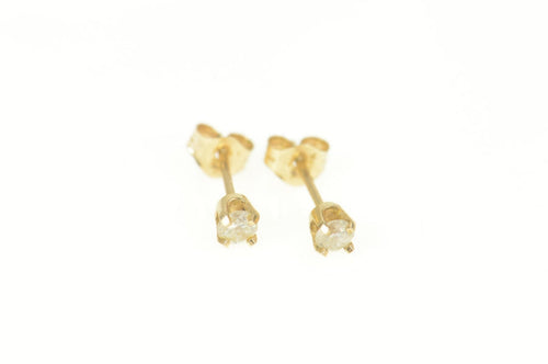 14K 0.20 Ctw Diamond Solitaire Classic Stud Earrings Yellow Gold