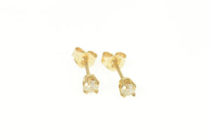 14K 0.20 Ctw Diamond Solitaire Classic Stud Earrings Yellow Gold